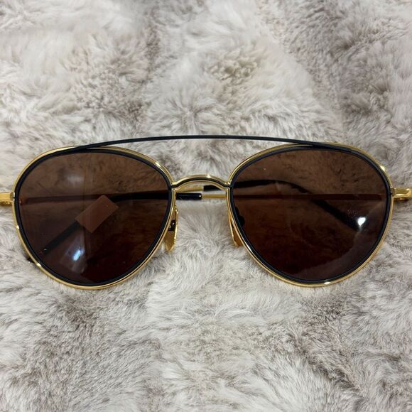 Thom Browne Oval Sunglasses TB109 CTGLDNVY Gold/Black 53mm. Unisex main image 4